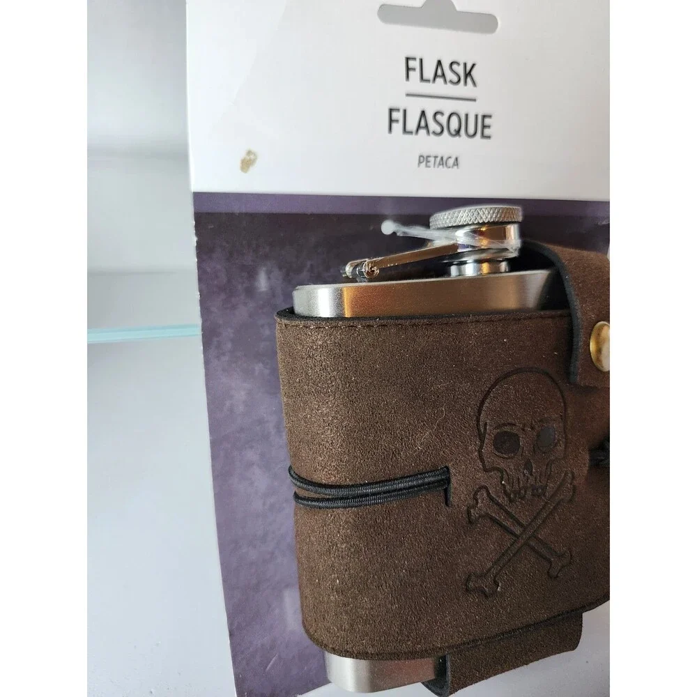 Pirate Belt Flask Adult Accessory Metal Faux Leather 6oz NEW